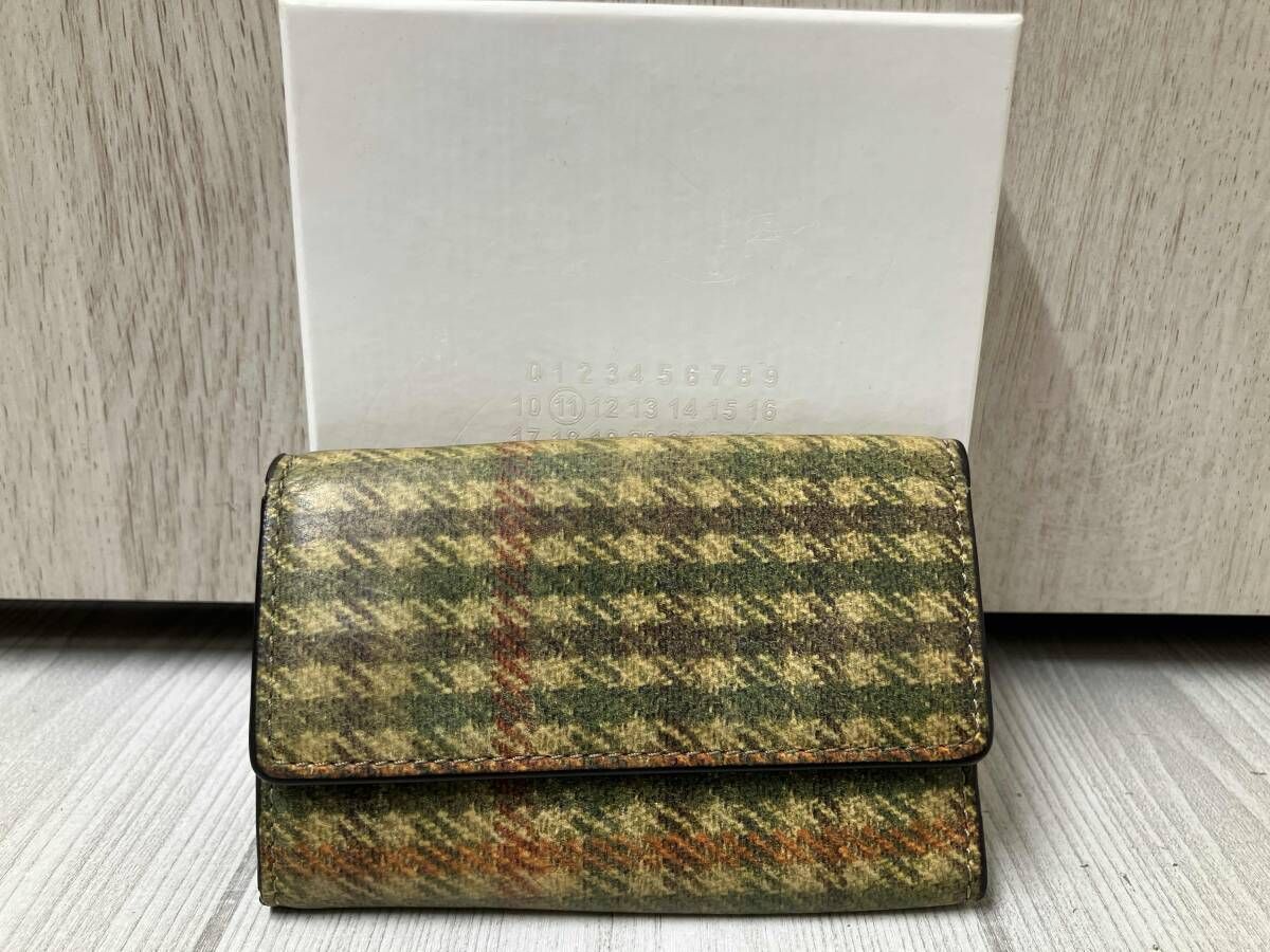 Maison Margiela メゾンマルジェラ SA1UA0002 P5176 H9489 キーケース 4ステッチ グリーン × ブラウン チェック