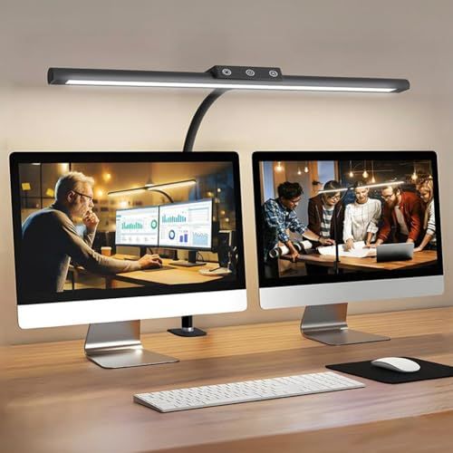 LED デスクライト クランプ式 調光調色機能付き ダブルヘッド 電気スタンド 5色温度 無段階調光 360°回転可能 クリップ 簡単操作 机用 子供 仕事用 卓上 寝室用 目に優しい読書灯ブラックas