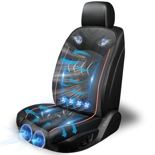 【日本エンジニア監修】 クールシート 車 カーシートクーラー 【大型ファン2枚＋強力ファン4枚】DC12V/24V対応 無段階風量調整 クールカーシート 送風 通気性 取付簡単 熱中症対策 真夏対策 運転 シートカバー [日本国内ブランド正規 085d9764