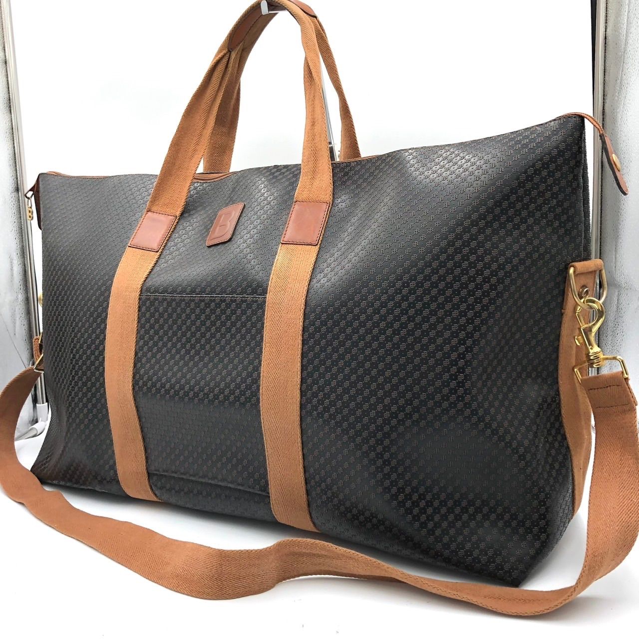 BALLY バリー ボストンバッグ 2WAY 黒 茶 総柄 大容量 トラベル カバン