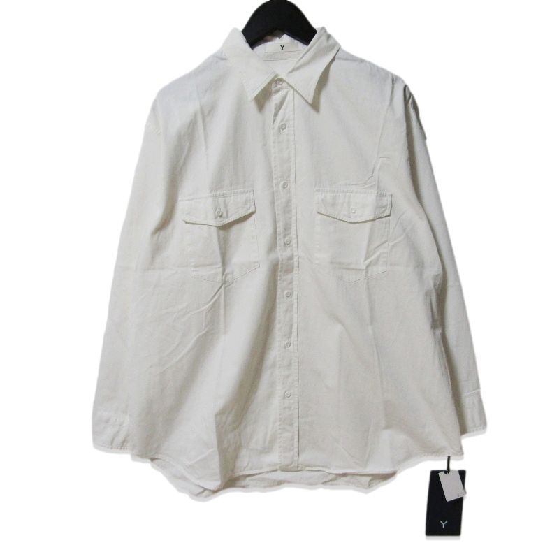 未使用 Y ワイ 長袖シャツ 165-4250314 ORGANIC COTTON HIGH DENSITY SATIN SH コットンサテン ホワイト 白 M 27113708