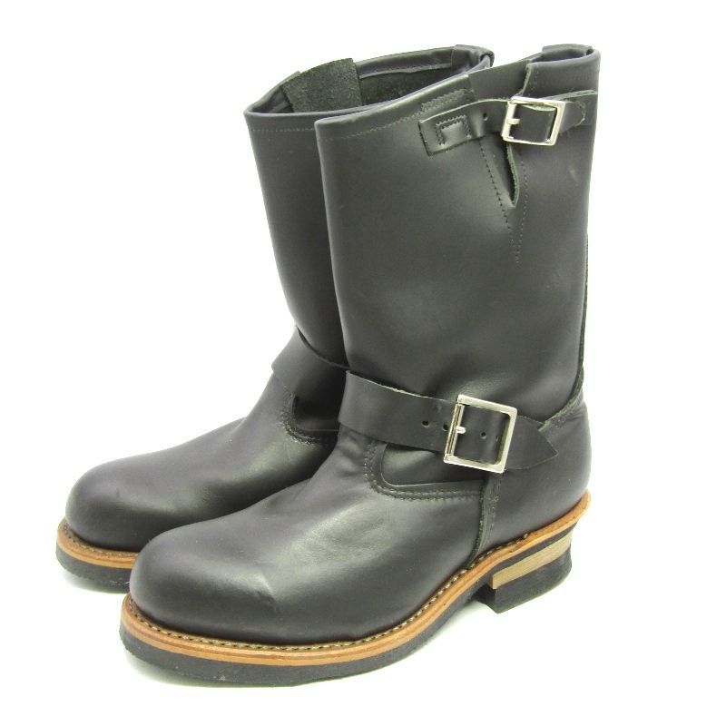美品 REDWING レッドウィング US7D 25cm エンジニアブーツ 2268 ASTM 2008年製 スチールトゥ プルオンブーツ ブラック クローム 35005576