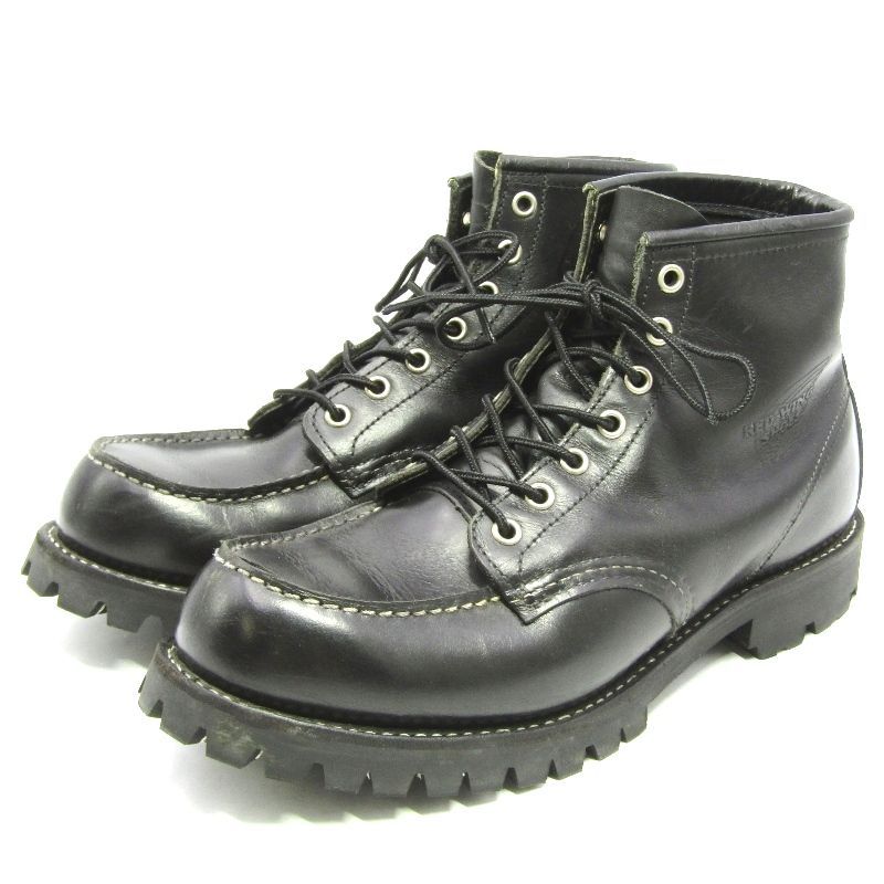 Red Wing Shoes ブラック ワークブーツ 羽タグ 27cm 羽タグ 90s】RED