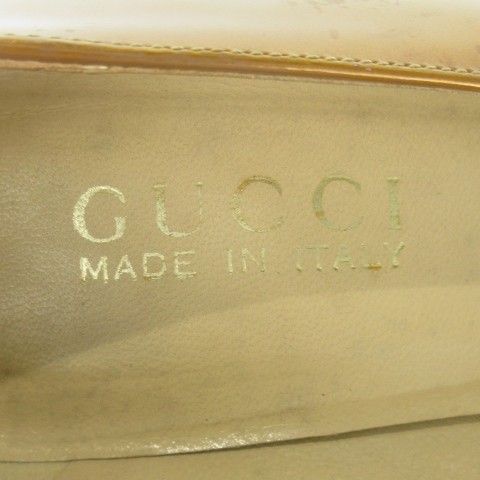グッチ GUCCI パンプス レザー 本革 34.5 21.5cm ゴールドカラー 金色