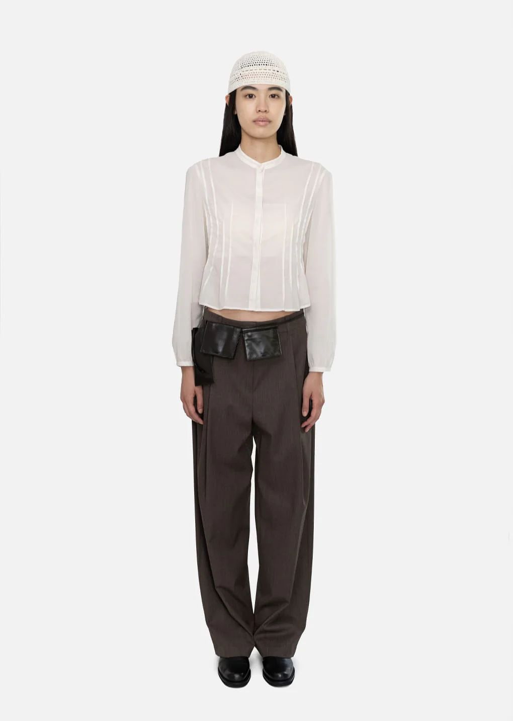 AMOMENTO Pintuck Slim Shirt