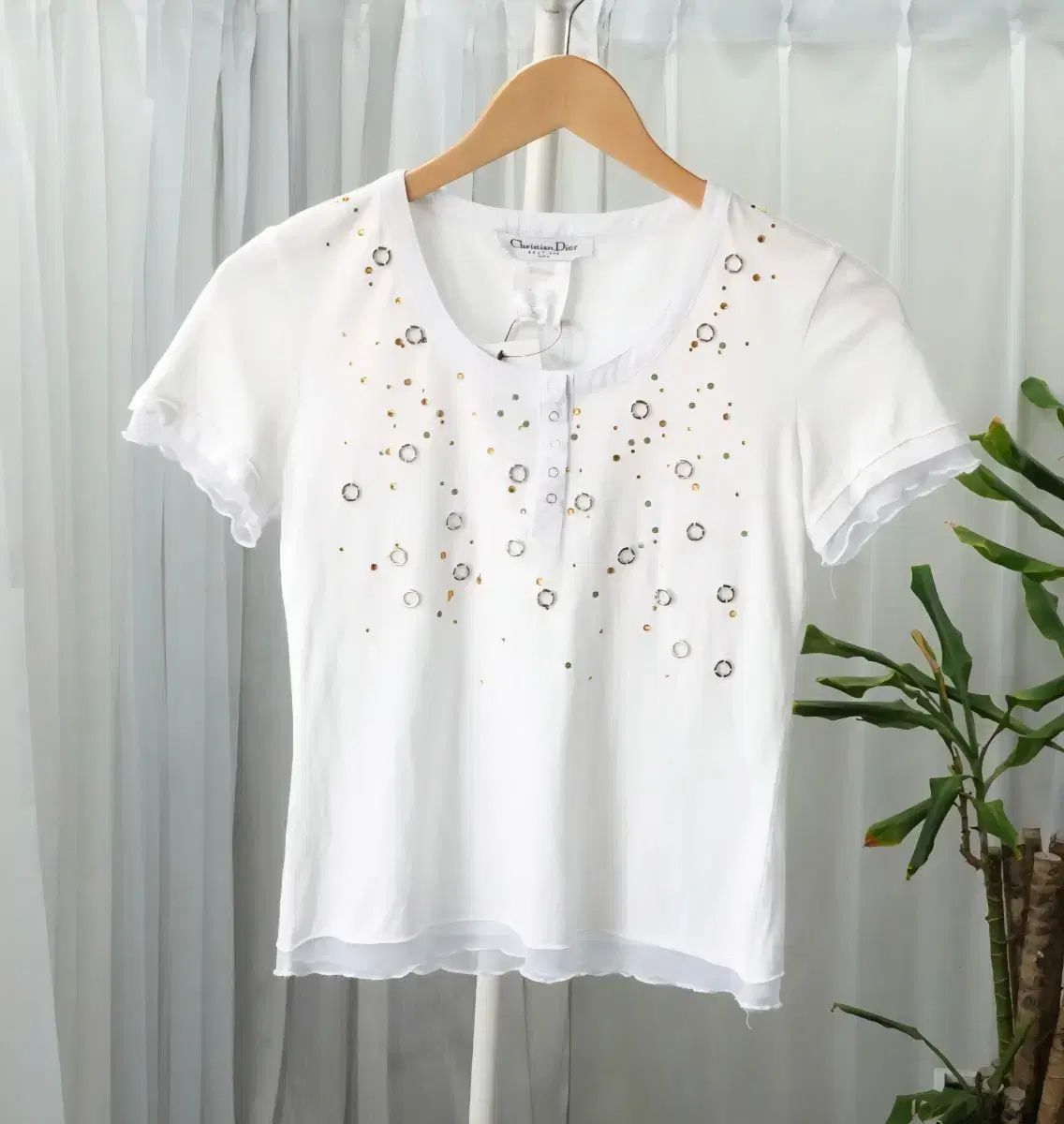 Christian Dior スパンコール シャーリング Tシャツ 2025