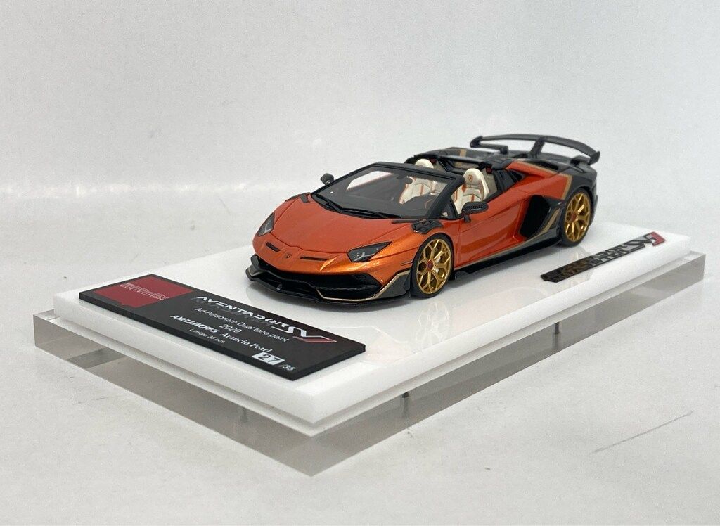 Make Up 1/43 EIDOLON COLLECTION LAMBORGHINI AVENTADOR SVJ ROADSTER 2020 2 TONE PAINTARANCIO EM669AX2