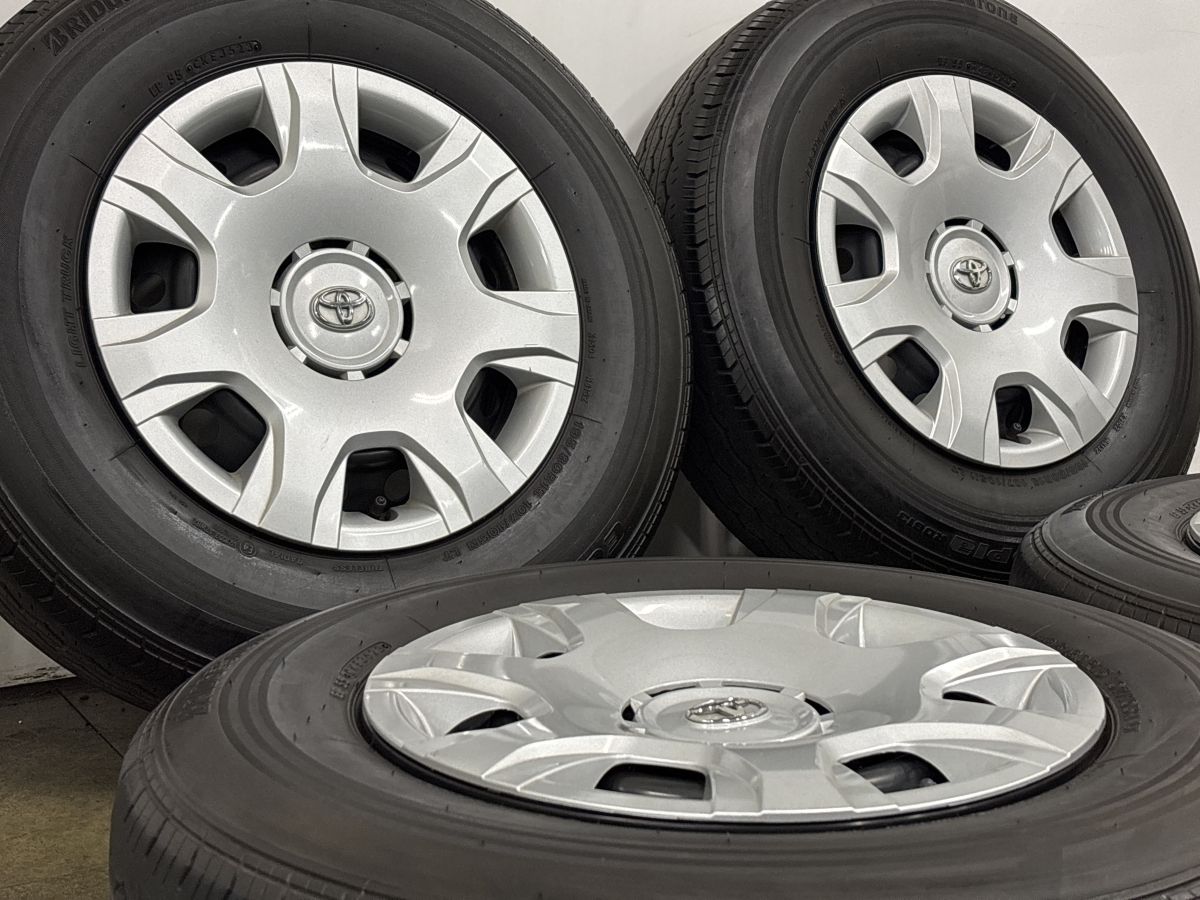 トヨタ200系ハイエース純正スチール 6J-15 off+35 pcd139.7/6H ハブ径106ミリ BRIDGESTONE RD-613(ブリヂストン) 195/80R15 103/101L LT(107/105L LT) 2007/2008年製 ラジアルタイヤ付き4本セット  E24キャラバン 他 200系レジアスエースバン 他 程度良好】トヨタ 200系 ハイエース スーパーGL 純正 15in 6J +35