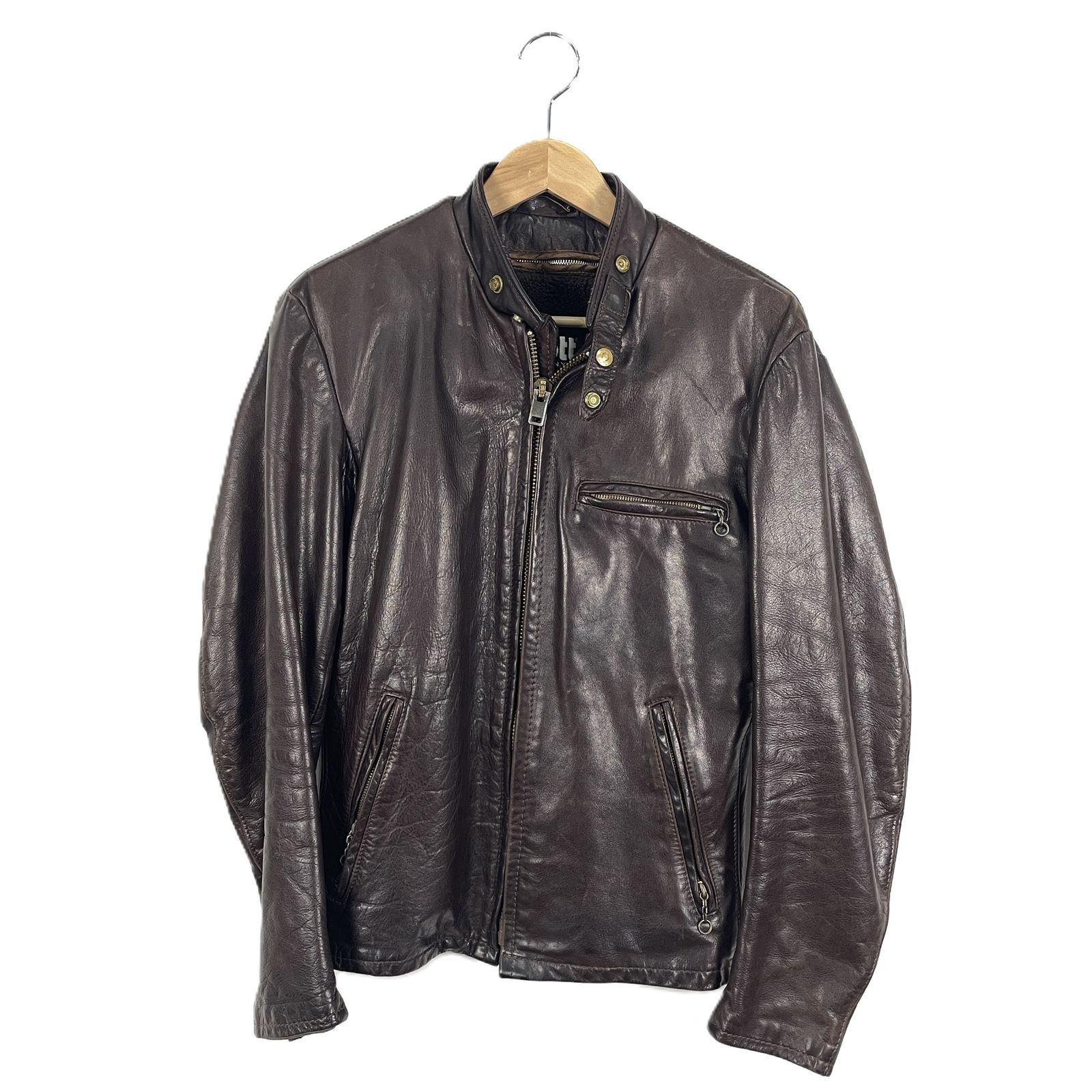 80's-90's　オールドモデル　SCHOTT　N.Y.C.　ショット　シングルライダースジャケット　レザージャケット　革ジャン　サイズ36　ブラウン　ボアライナー付