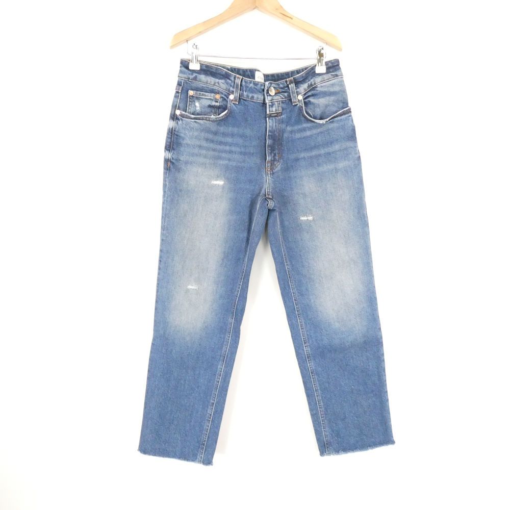 美品 CLOSED クローズド C21243-056-5N デニムパンツ 27 Lサイズ相当 コットン他 ストレート ダメージ加工 ジーンズ レディース AD1911A89