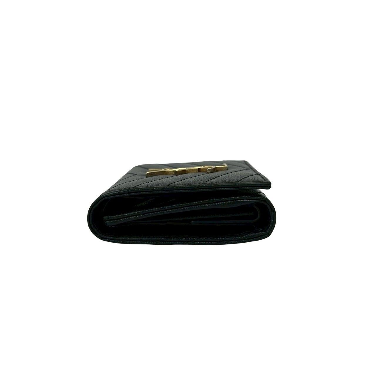 YSL ブラックレザー 三つ折り財布 極 美品 袋付き SAINT LAURENT PARIS 