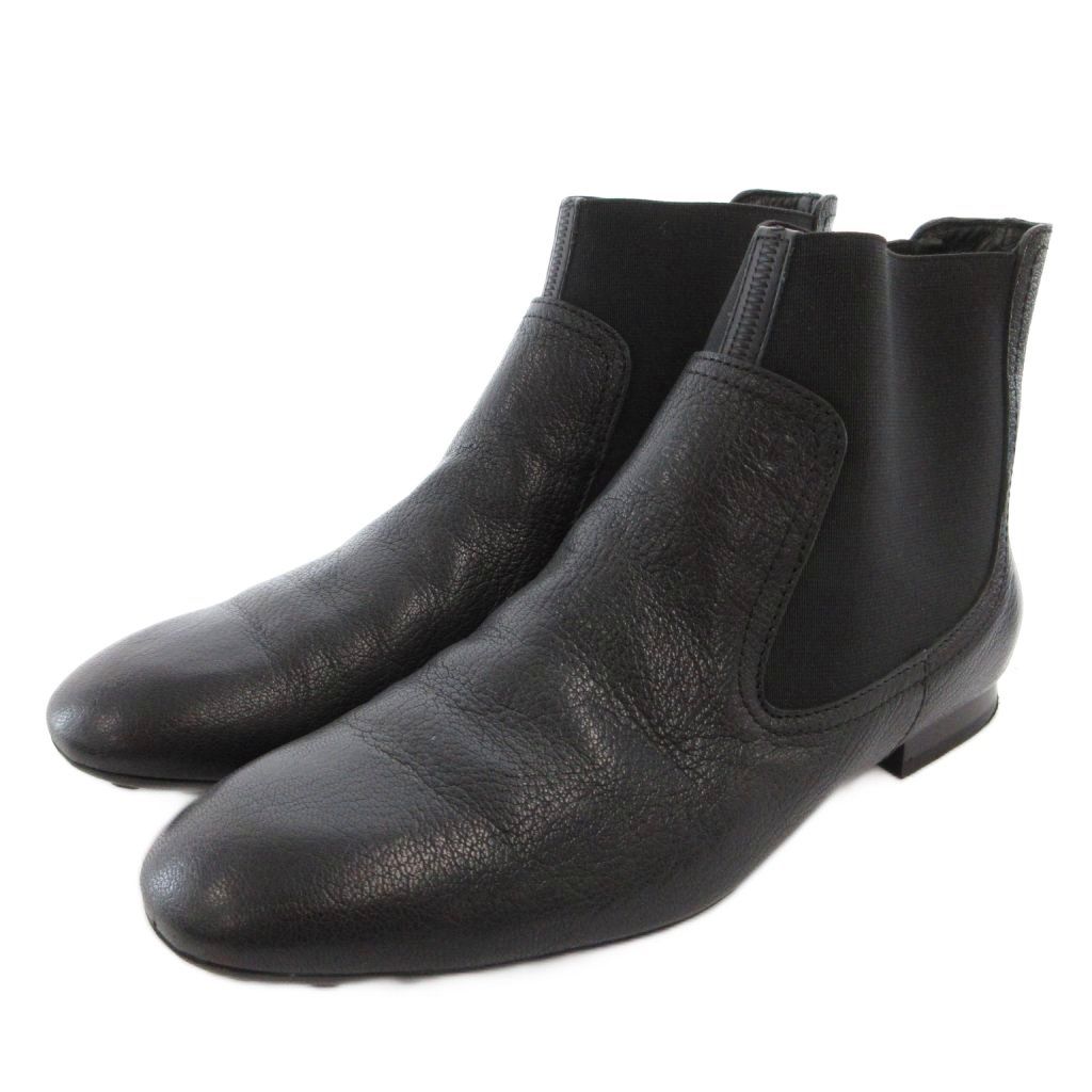 【美品】トッズ ショートブーツサイズ37 トッズ TOD'S ショートブーツ サイドゴア レザー 37 黒 ブラック /FF