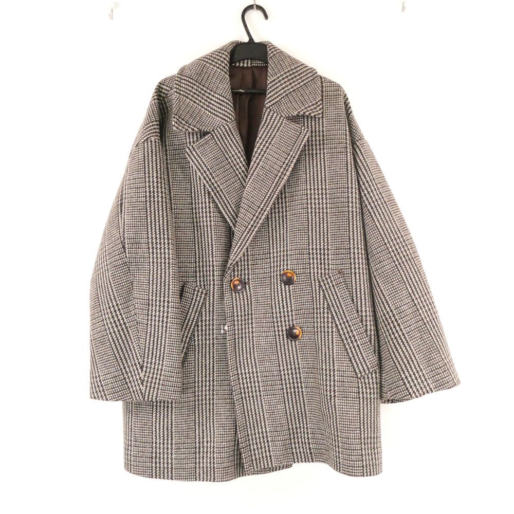 美品 JOURNAL STANDARD relume ジャーナルスタンダード レリューム 18020462500030 ダブルカラーチェックコート 36 ウール他 レディース AO4202B6
