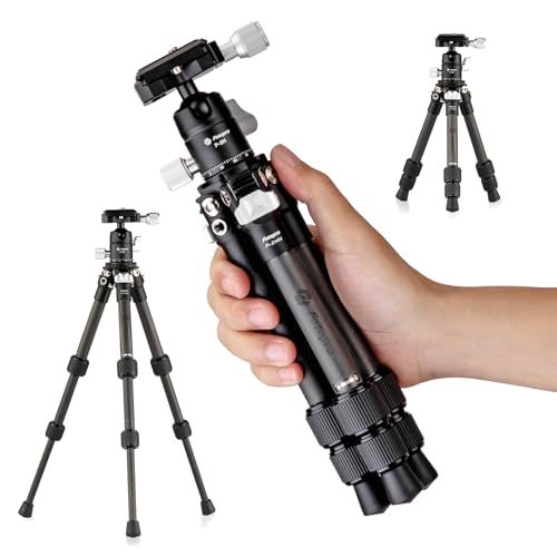 【新品】Fotopro カーボン三脚 ミニ 軽量390g 耐荷重5kg 360°雲台付 クイックリリース P-2mini+P-2H ブラック 93672749