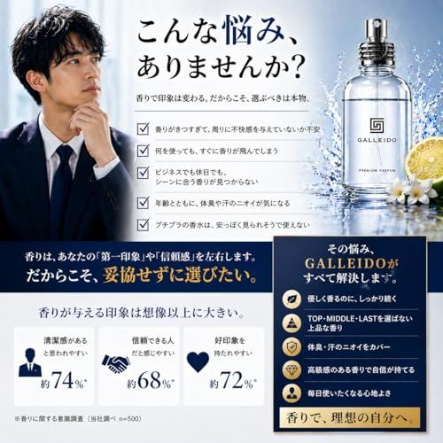 GALLEIDO プレミアム フェロモン メンズ 香水 BLUE 30ml モテる香り オスモフェリン配合 ムスクの香り 香り長持ち 5年以上のロングセラー 定期購入登録多数e b32b5ce1