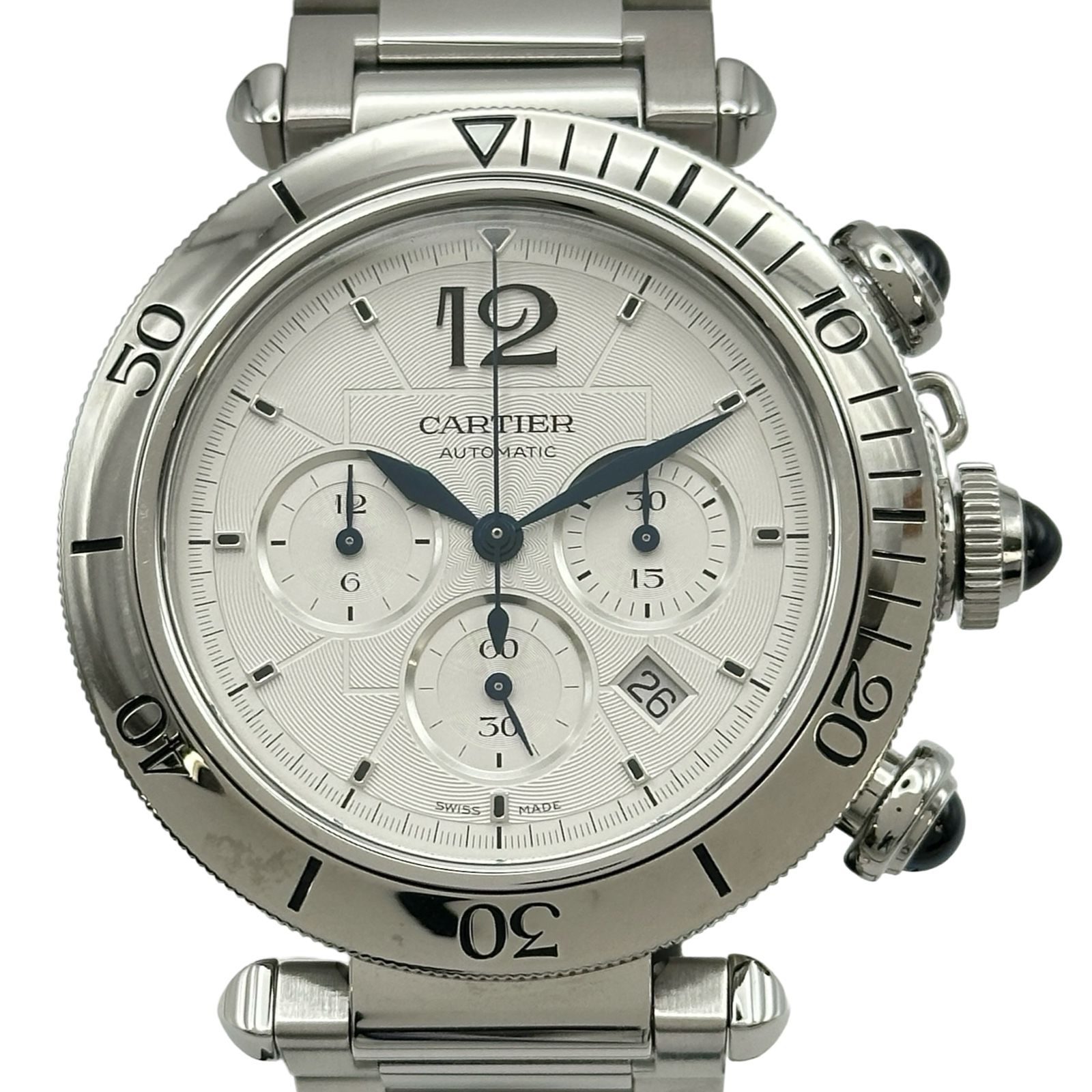 カルティエ Cartier パシャドゥカルティエクロノグラフ WSPA0018 シルバー ステンレススチール メンズ 腕時計