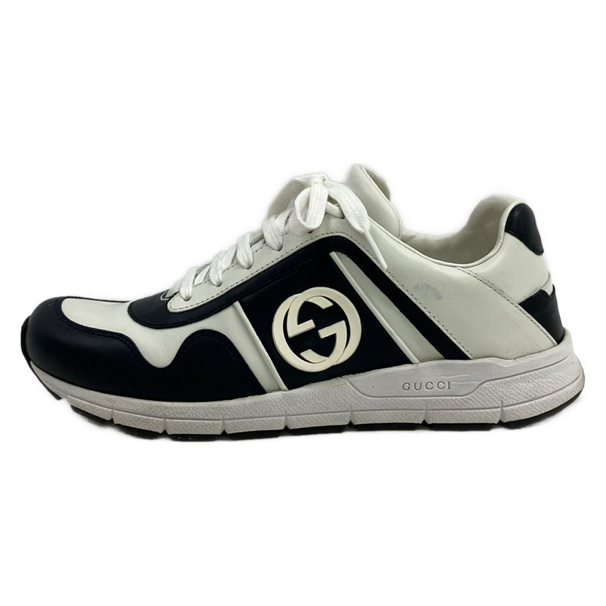 GUCCI(グッチ) スニーカー 5 1/2 レディース - 426184 白×黒 インターロッキングG/インソール取外し可 レザー