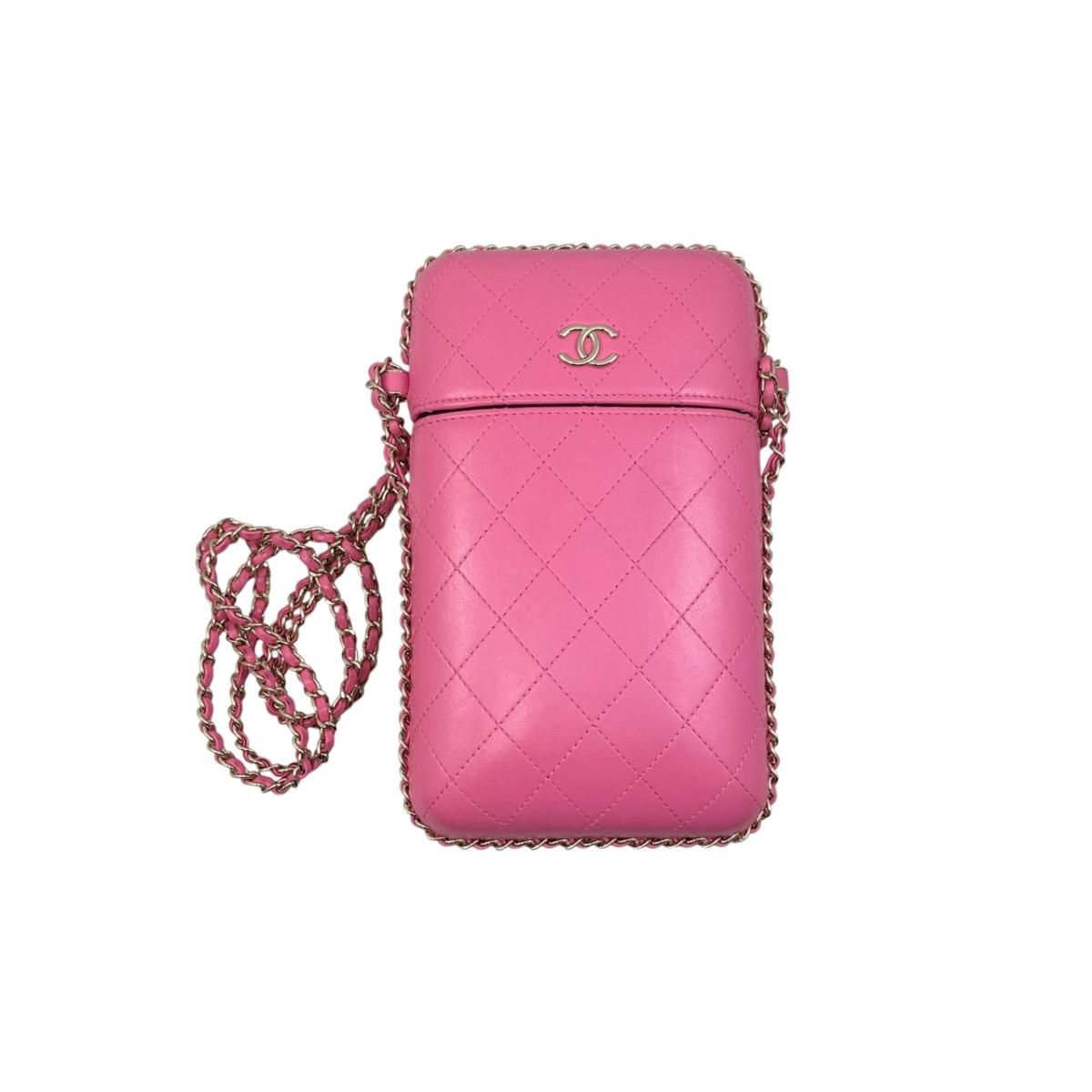 ☆シャネル ショルダーバッグ ココマーク チェーンフォンホルダー A94471 29番 ラムスキン ピンク CHANEL