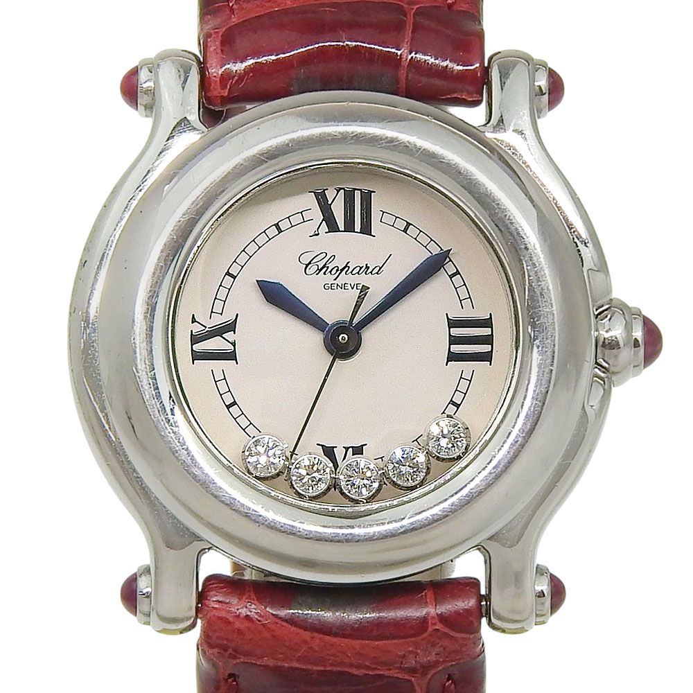【Chopard】ショパール ハッピースポーツ 27/8245-21 ステンレススチール×クロコダイル クオーツ アナログ表示 レディース 白文字盤 腕時計