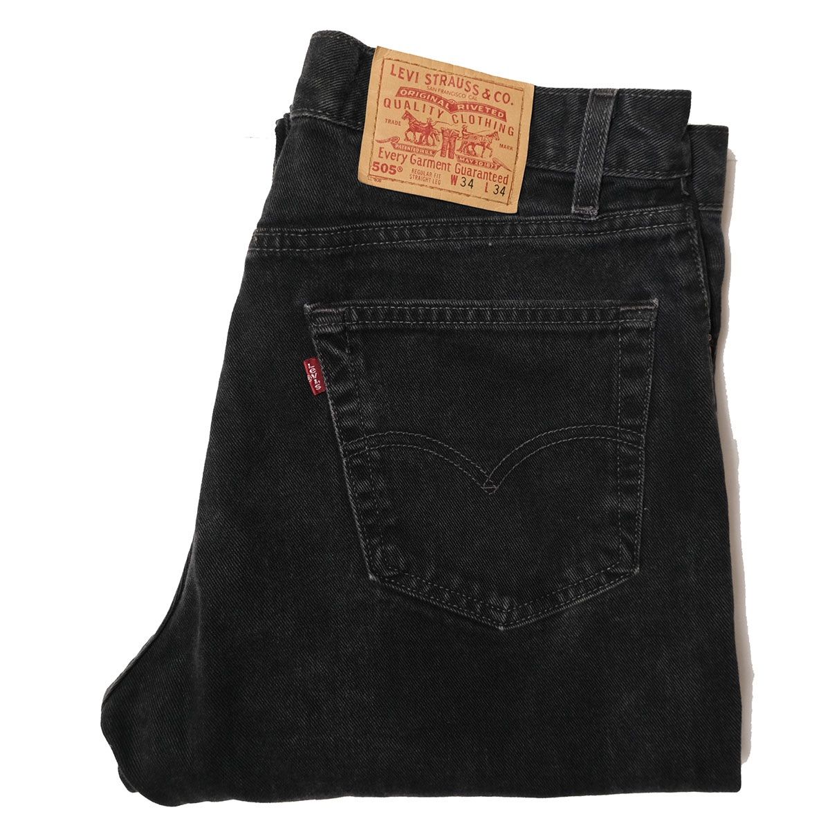90's 00's USA製 リーバイス Levi's 505 ブラックデニム パンツ (34×34) 黒 ストレート 90年代 アメリカ製 旧タグ オールド 赤タブ アメリカ古着 USED ビンテージ ヴィンテージ