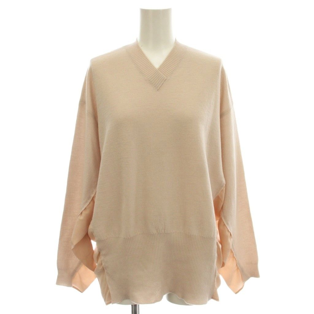 ステラマッカートニー STELLA McCARTNEY ニット Vネック シルク切替 セーター 長袖 38 ピンク JP56201900305 /☆G