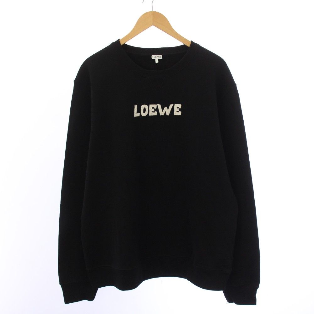 ロエベ LOEWE 22SS エンブロイダリースウェット トレーナー クルーネック 長袖 ロゴ刺繍 Vガゼット XXL 黒 ブラック H526Y24J18 /YT