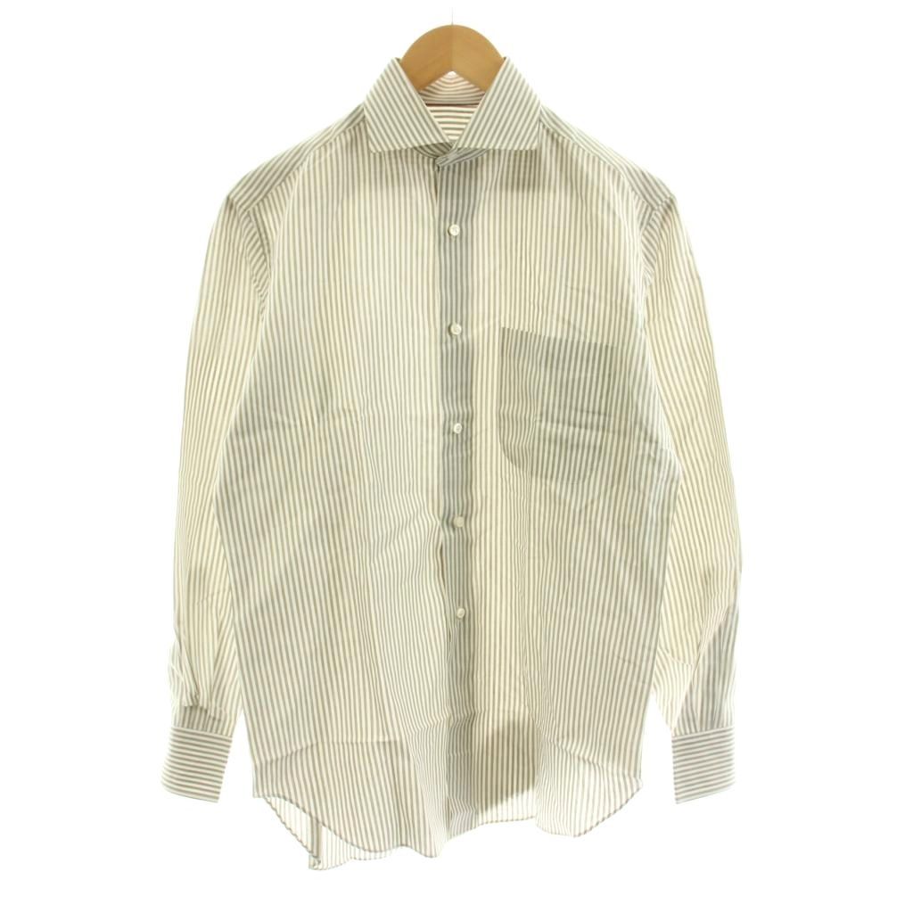 ロロピアーナ Loro Piana カジュアルシャツ 長袖 ストライプ柄 XS グレー 白 ホワイト MAB4210 /KU