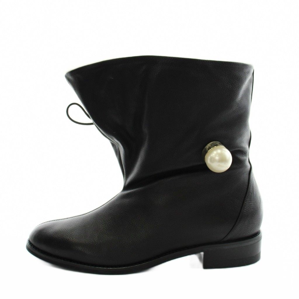ジミーチュウ JIMMY CHOO ムートンブーツ ショートブーツ レザー 38 黒 ブラック /AN24