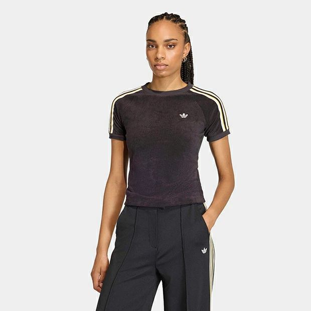 (アディダスオリジナルス) adidas Originals テリータオル カリ 半袖Ｔシャツ ショート丈 レディース P7580 KD1412 WOMEN'S TERRY TOWEL CALI SHORT‐SLEEVED T‐SHIRT BLACK