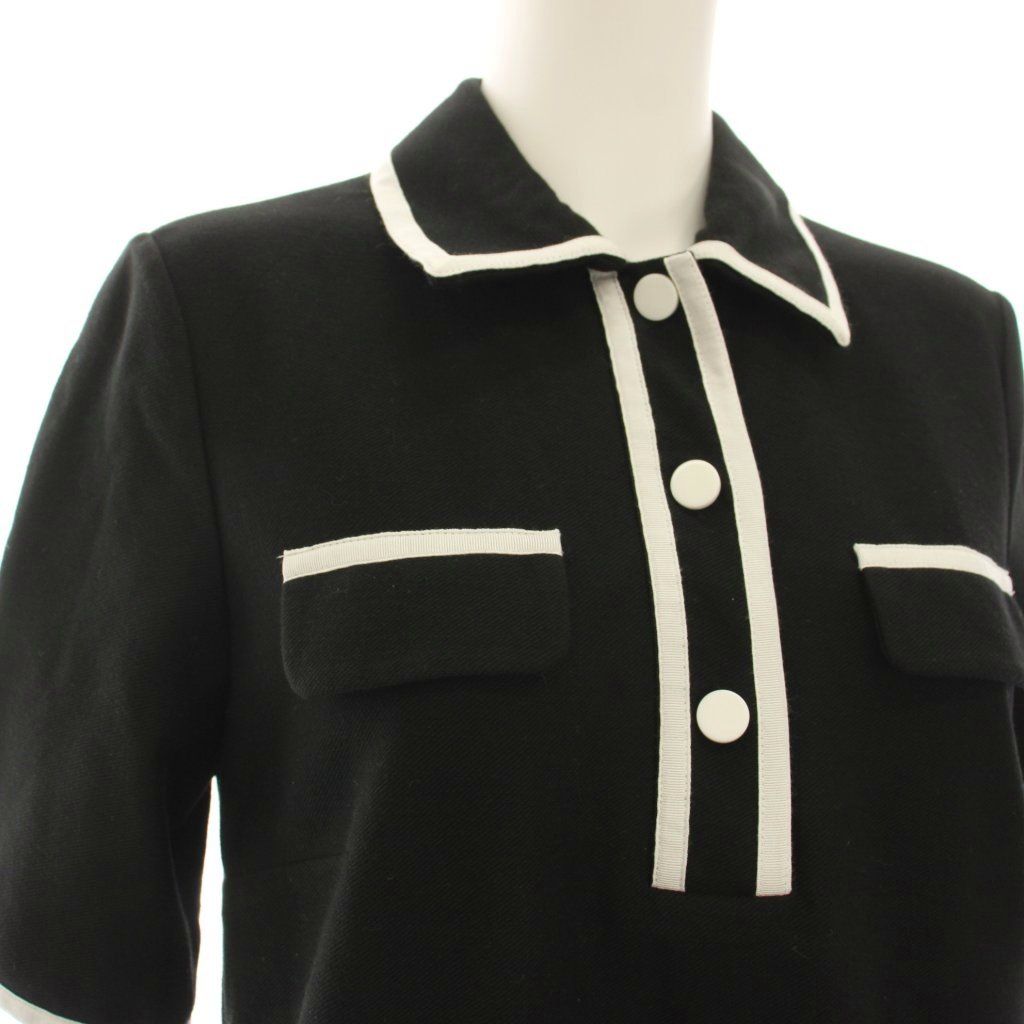 ポールカ PAULE KA ポロニットワンピース ひざ丈 半袖 S 黒 ブラック