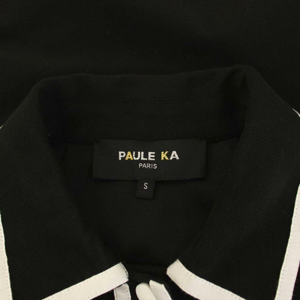 ポールカ PAULE KA ポロニットワンピース ひざ丈 半袖 S 黒 ブラック