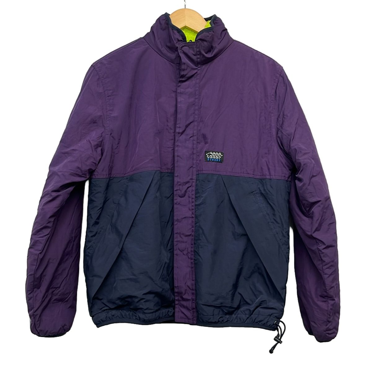 stussy(ステューシー) ブルゾン サイズS メンズ美品 - パープル×ネイビー×イエローグリーン 長袖/ジップアップ/リバーシブル/冬