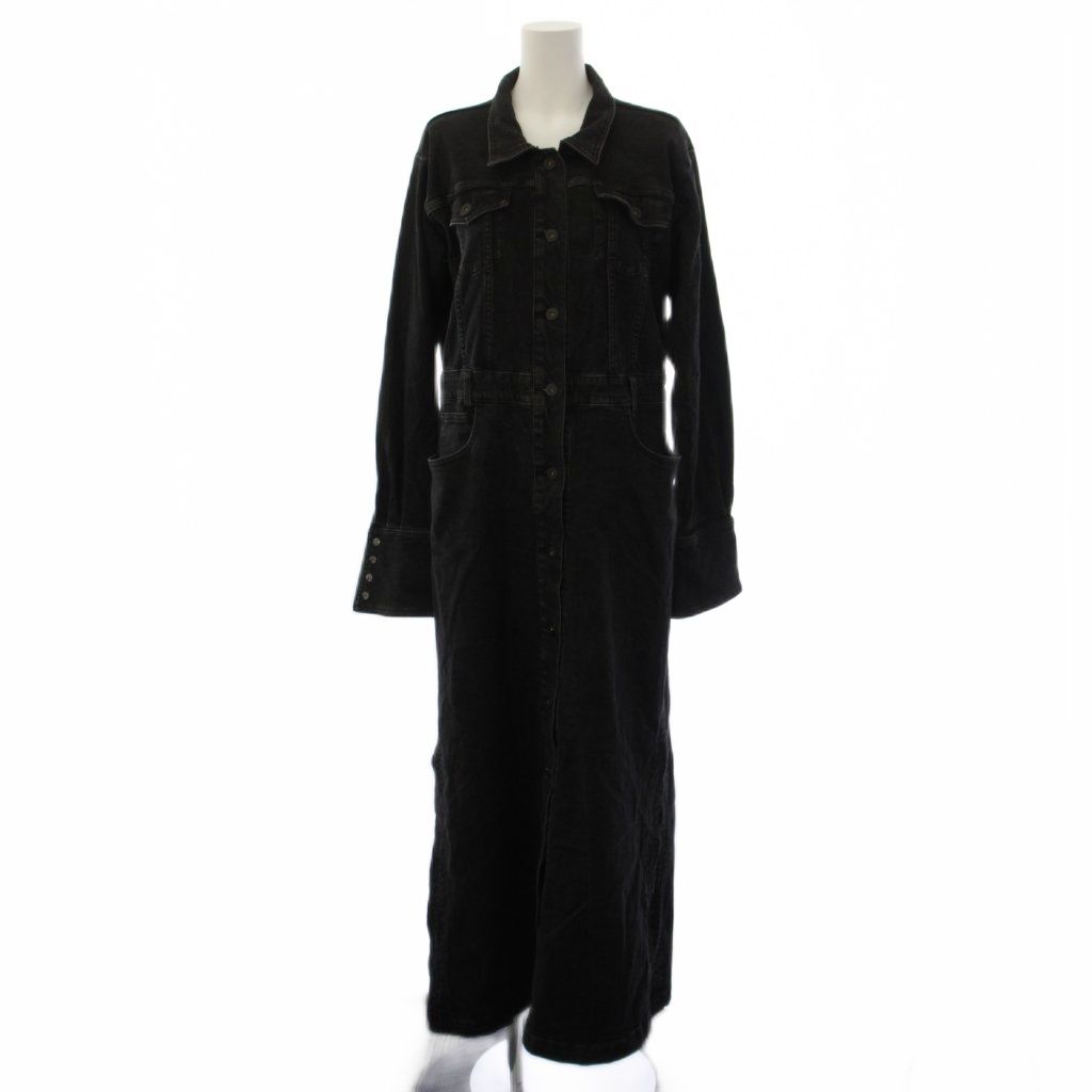 アメリヴィンテージ Ameri VINTAGE 22AW I LINE DENIM SHIRT DRESS アイラインデニムシャツドレス ワンピース ロング 長袖 M 黒 0124205610770 /BM