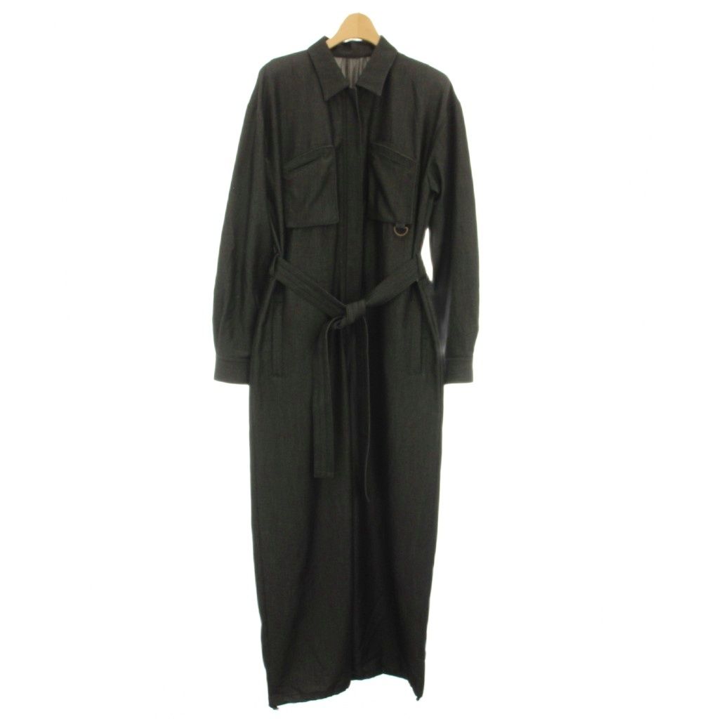 アメリヴィンテージ Ameri VINTAGE 22AW オールインワン サロペット 長袖 リボンベルト ラメ M 黒 ブラック 0124205721050 /YT