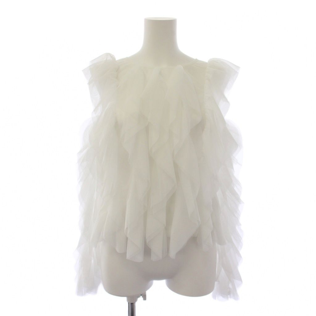ザ・トゥー THE TOE Gardenia tulle frill tops シャツ ブラウス 長袖 フリル チュール F 白 TT24310008 /BM