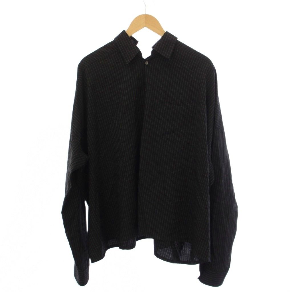 ジュンヤワタナベ JUNYA WATANABE COMME des GARÇONS 22SS シャツ 長袖 ストライプ柄 ウール S ブラック ホワイト JI-B006 /BM