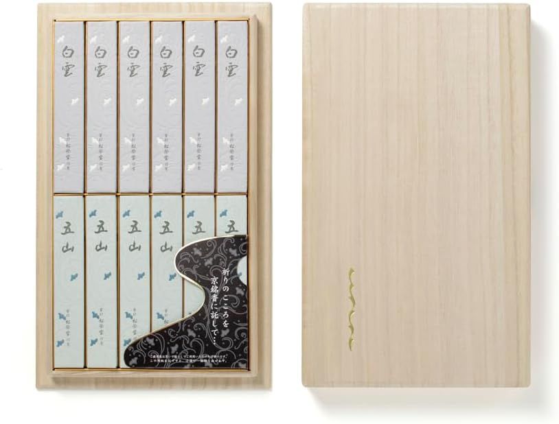 Shoyeido Incense ギフト 白雲 五山 桐箱入り のし 名入れ対応 贈答用 進物用 仏事 御供 御仏前 御霊前
