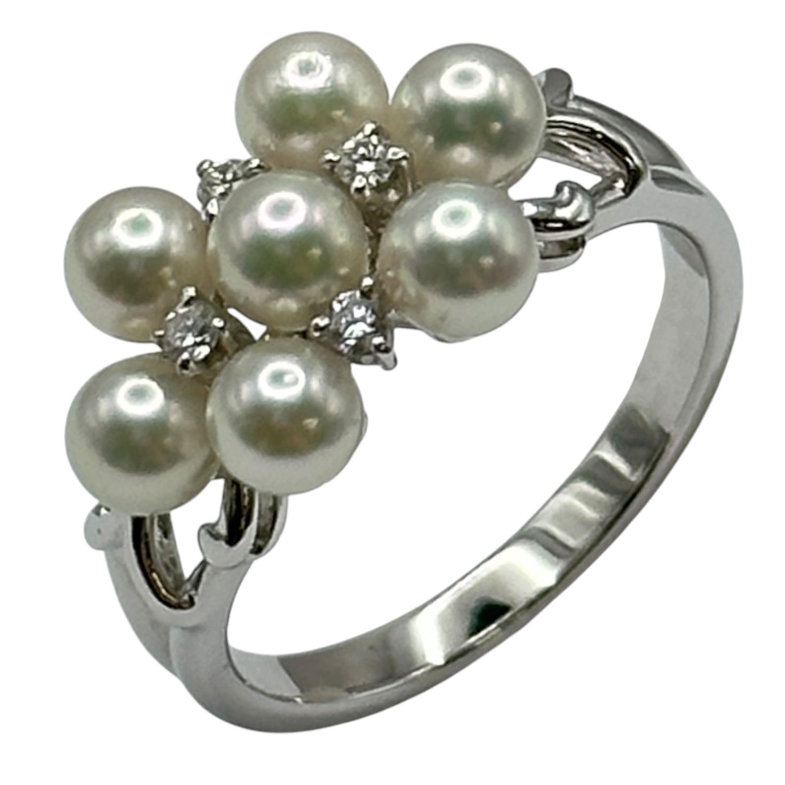 ミキモト MIKIMOTO ベビーパールリング ホワイトゴールド K18 パール ダイヤモンド ジュエリー