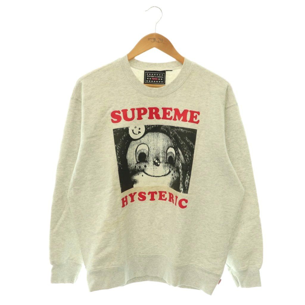 ヒステリックグラマー HYSTERIC GLAMOUR × シュプリーム SUPREME Crewneckスウェットプルオーバ― トレーナー 長袖 クルーネック S ライトグレー /SY ■OS
