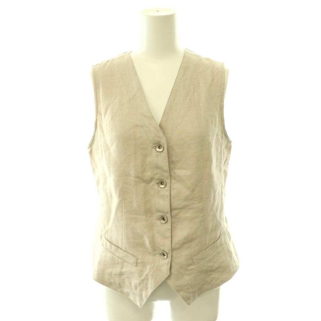 ミューズ ドゥーズィエム クラス MUSE de Deuxieme Classe 26SS OGLINEN ベスト ジレ リネン Vネック 36 ベージュ 26-010-500-4140-1-0 /CX ■OS ■SH