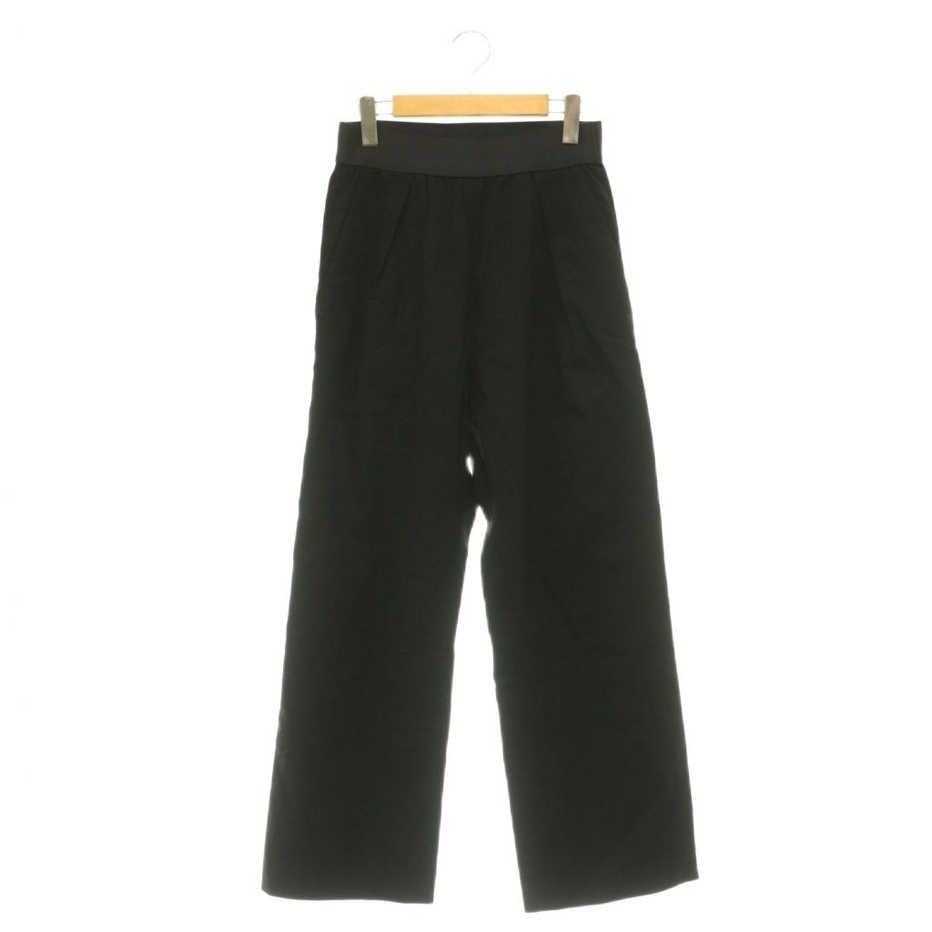 ミューズ ドゥーズィエム クラス MUSE de Deuxieme Classe tretch twill2タック パンツ ワイド ストレッチ リネン 38 ブラック /HK ■OS