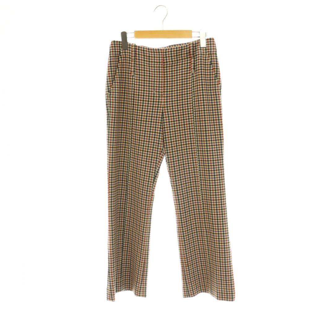 トリーバーチ TORY BURCH チェックフレアパンツ ジッパーフライ 4 ライトベージュ マルチカラー /DO ■OS