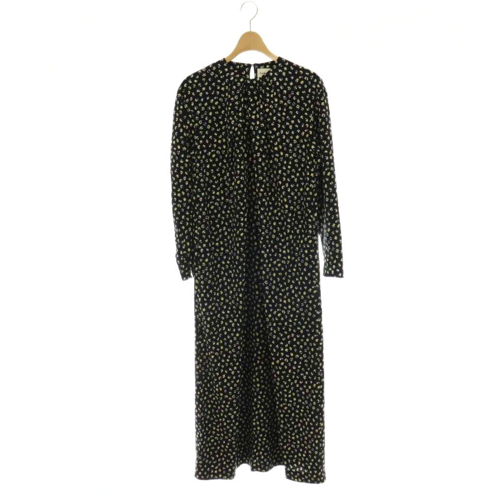 シンゾーン Shinzone 24AW SPARKLE PRINTED DRESS 花柄ワンピース ロング 長袖 36 ブラック マルチカラー /DO ■OS