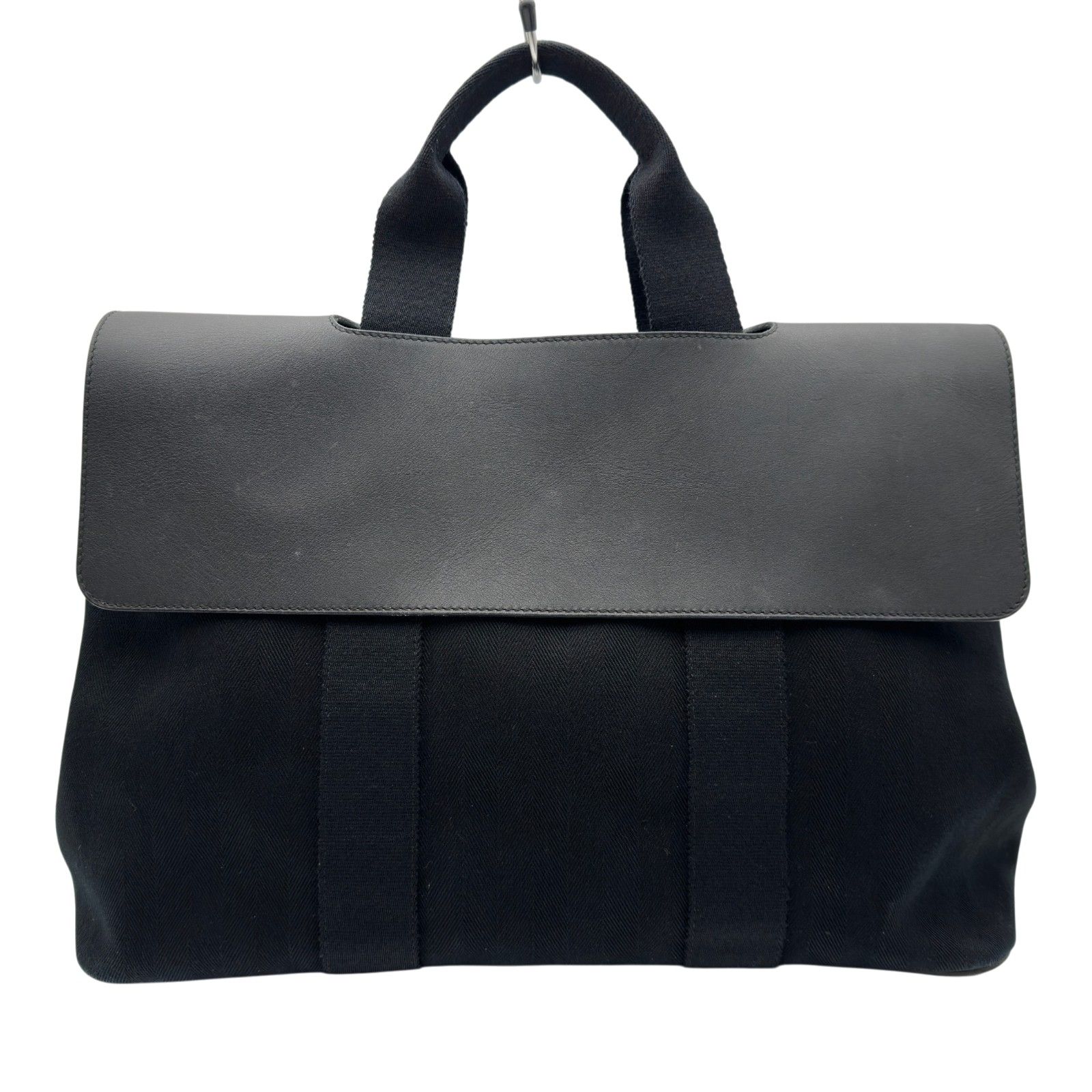 エルメス HERMES ヴァルパライソMM ブラック トワル/レザー メンズ トートバッグ