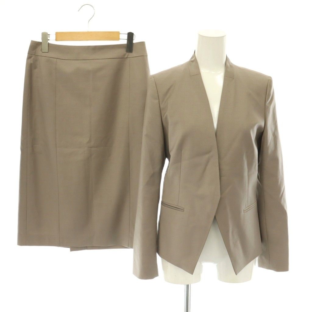 セオリーリュクス theory luxe 24SS executive donna3 ジャケット スカート セットアップ ノーカラー タイト 40 モカブラウン /CX ■OS