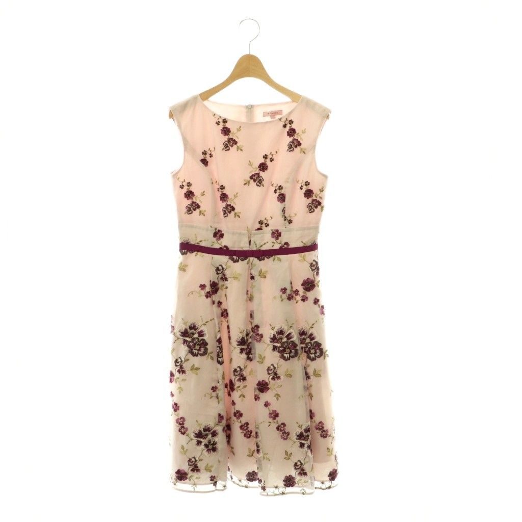 トッカ TOCCA PANSY ドレス ワンピース ロング ノースリーブ 0 ピンク マルチカラー /DO ■OS