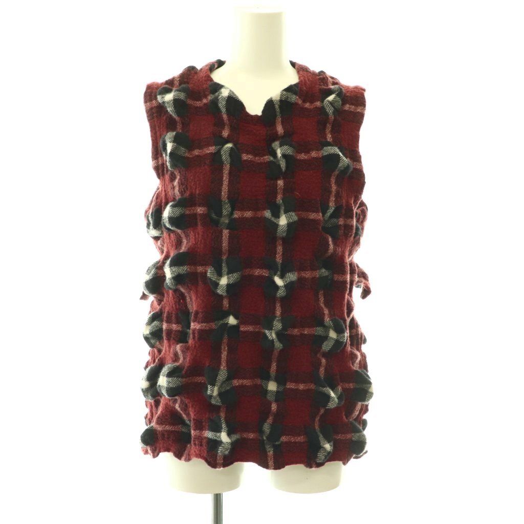 イッセイミヤケ ISSEY MIYAKE 23AW RHYTHM CHECK TOP ノースリーブチェックトップス カットソー 2 ブラウン マルチカラー /ES ■OS
