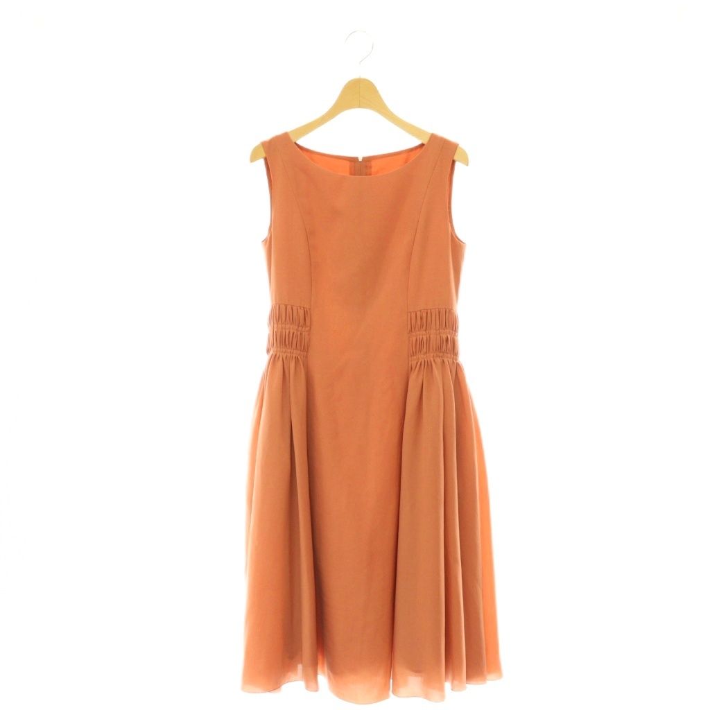 フォクシーニューヨーク FOXEY NEW YORK スモックドレス ワンピース サイドギャザー 38 オレンジピンク 41952 /CX ■OS