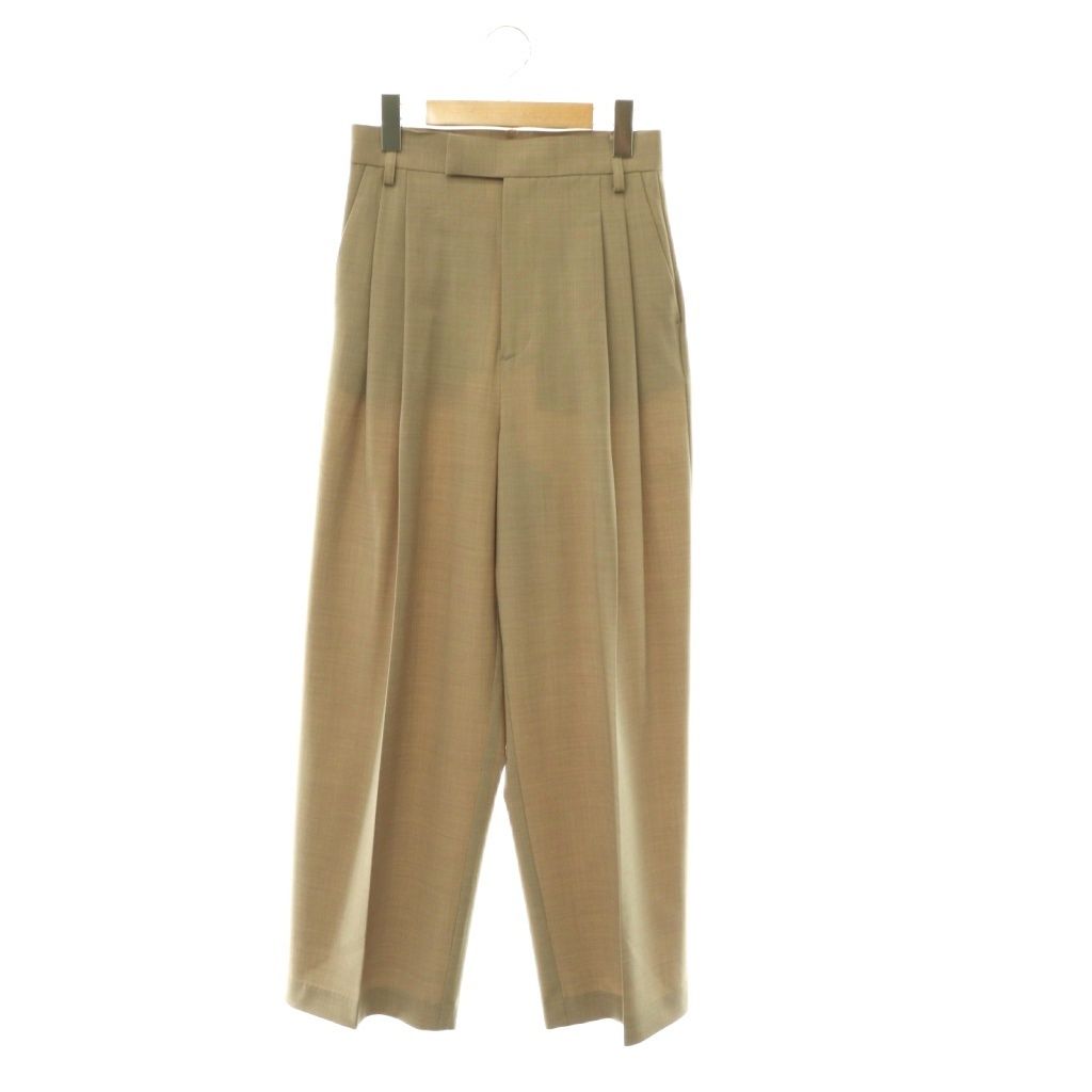 ウィムガゼット Whim Gazette LANAウールツイルパンツ ワイドパンツ タック 36 グレージュ /ES ■OS