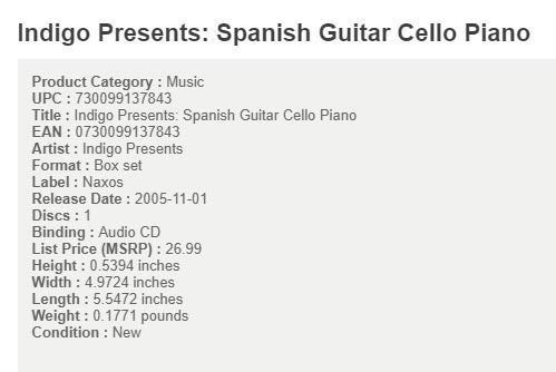 【CD】Indigo Presents: Spanish Guitar Cello Piano